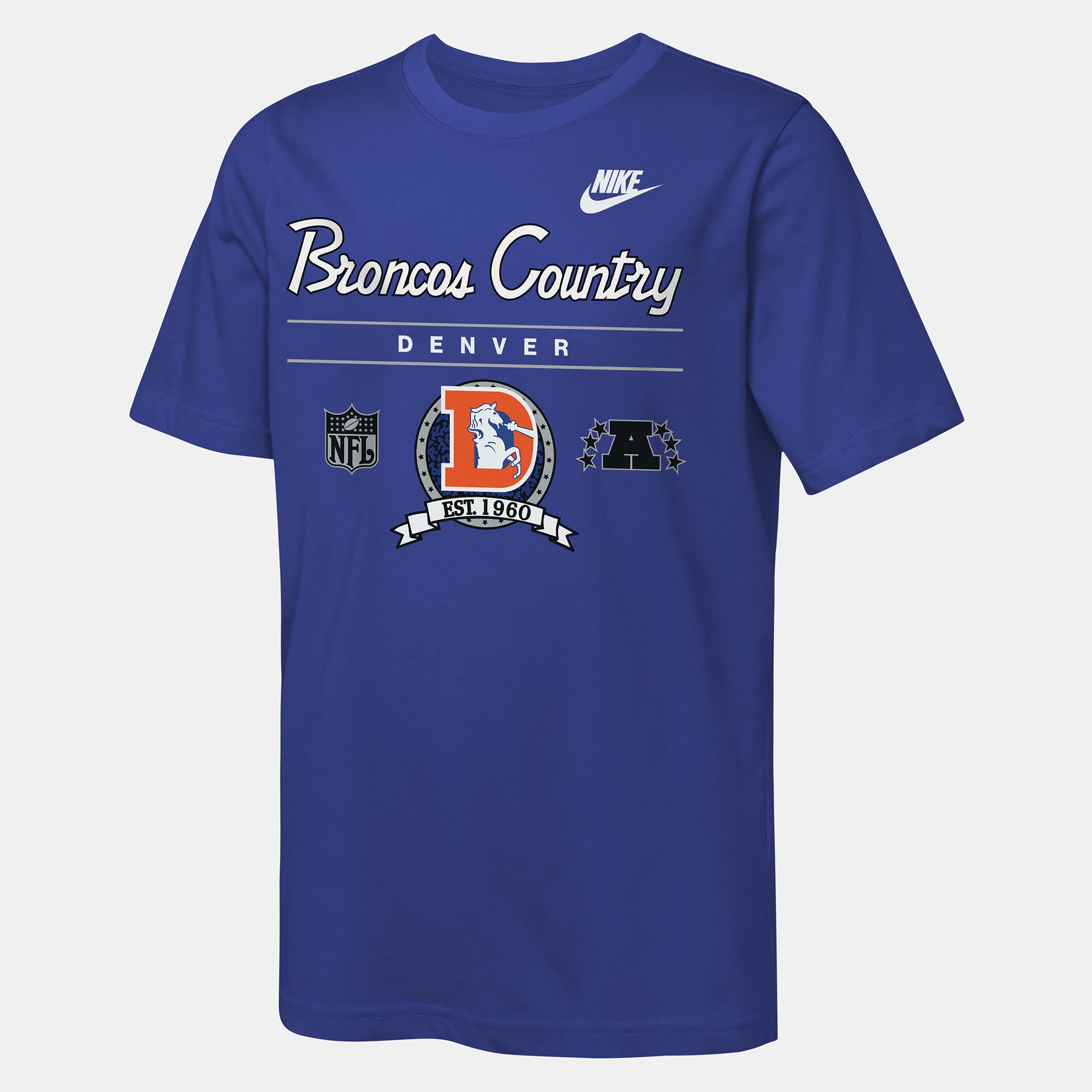 T-shirt Nike Dri-FIT Hometown Rewind bleu royal pour jeunes des Denver Broncos