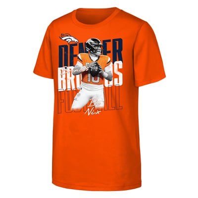 Bo Nix Denver Broncos Outerstuff Youth Legendary Player Card T-Shirt - Orange