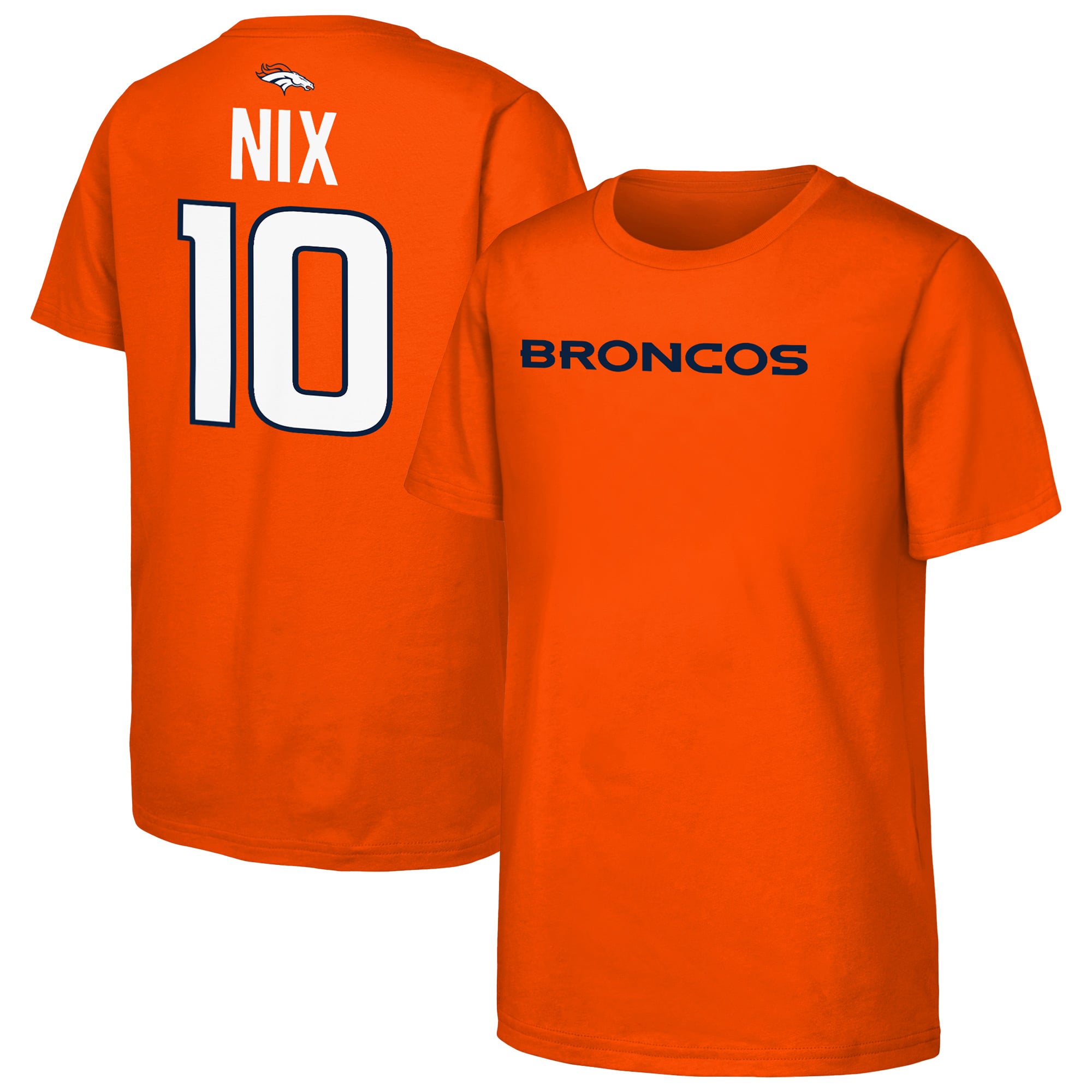 T-shirt Outerstuff pour jeunes Bo Nix orange Denver Broncos avec nom et numéro