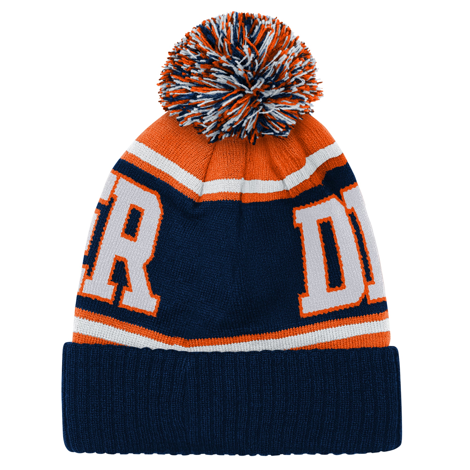 Bonnet à revers en maille Outerstuff bleu marine/orange Denver Broncos Retro Highlight avec pompon