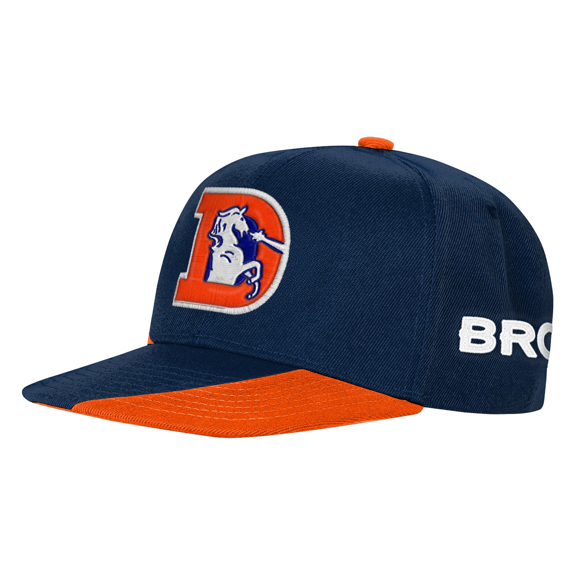 Casquette rétro à pression Outerstuff bleu marine/orange Denver Broncos pour jeunes