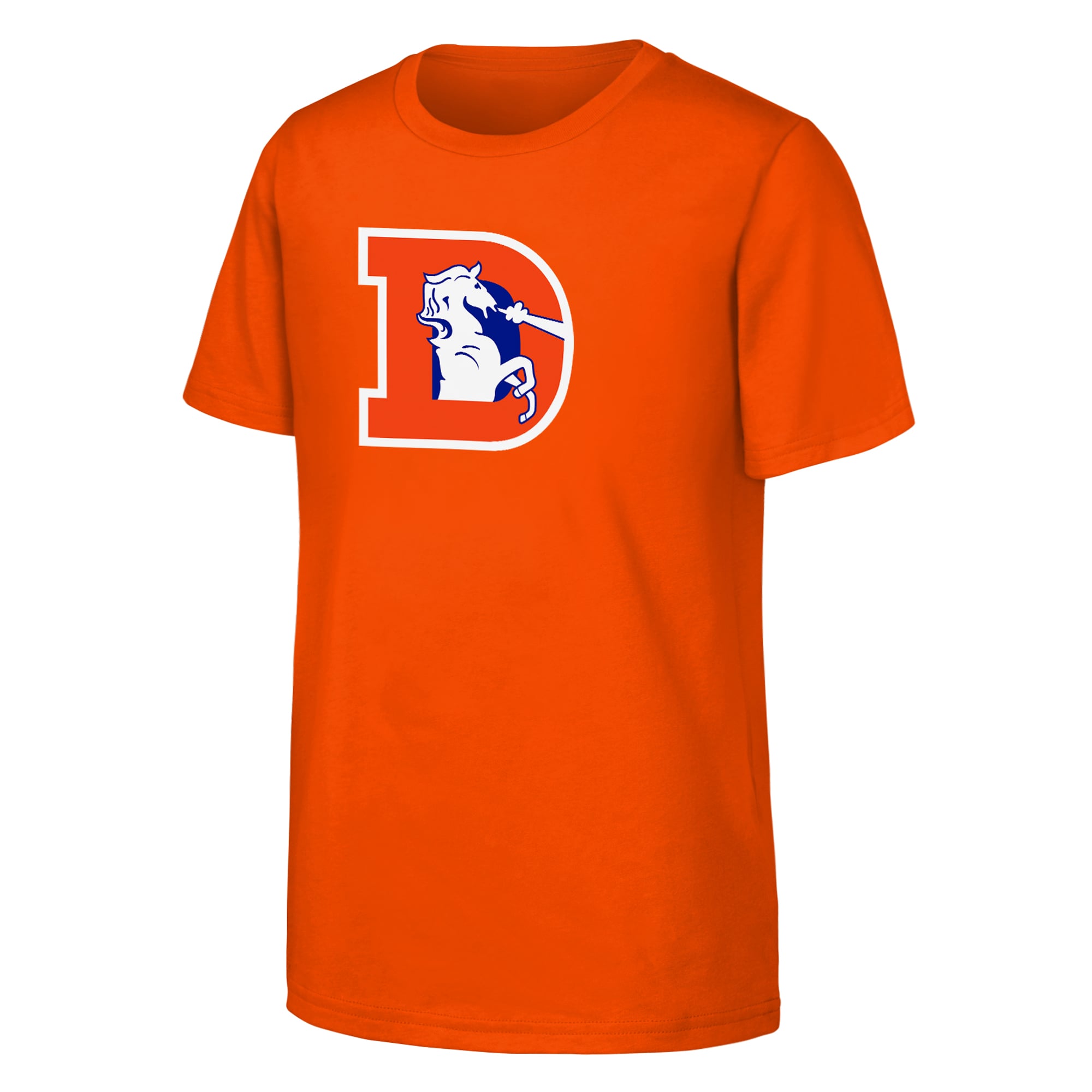 T-shirt classique Outerstuff orange pour jeunes, logo des Denver Broncos (nom et numéro).