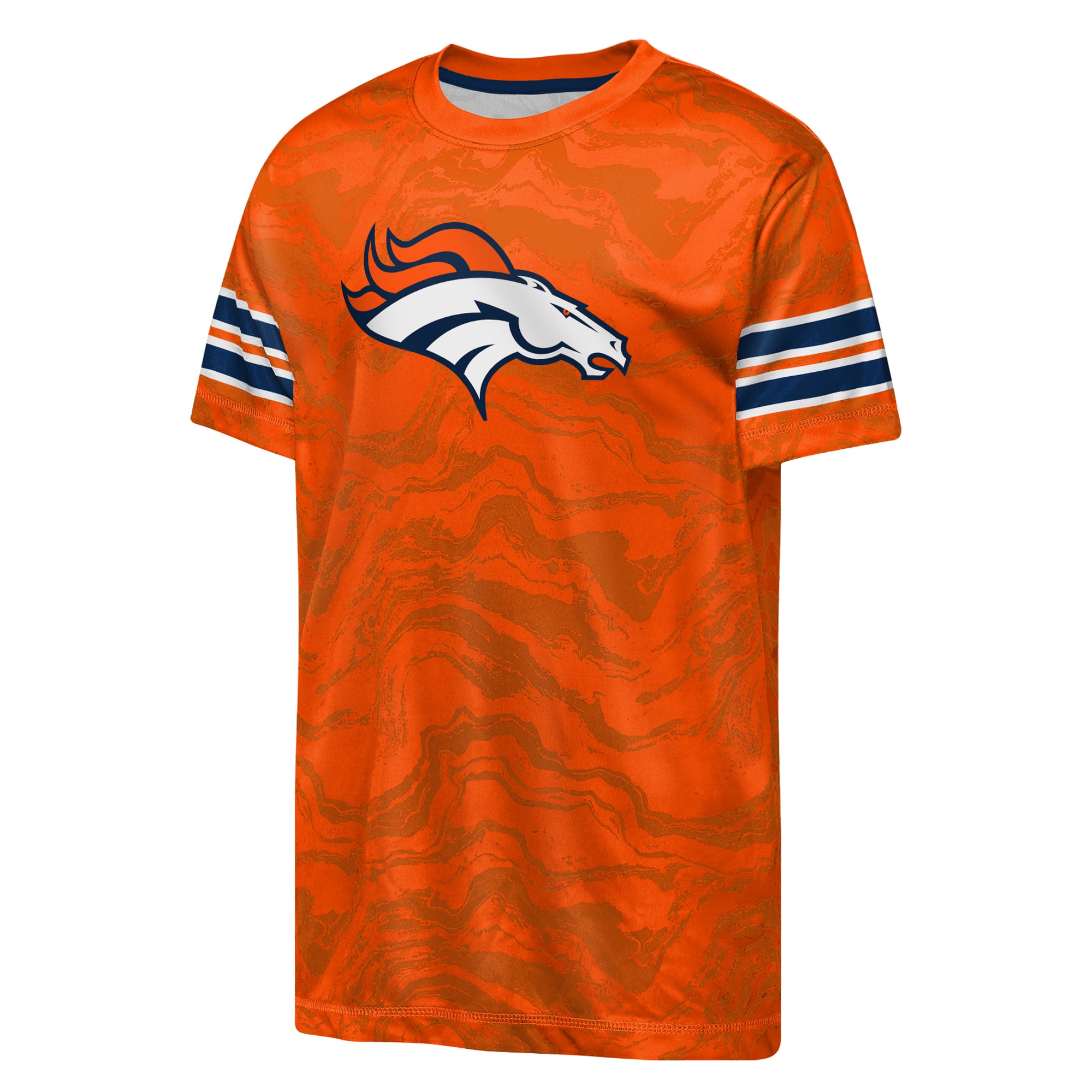 T-shirt de performance Outerstuff orange pour jeunes, motif Slant Route des Denver Broncos