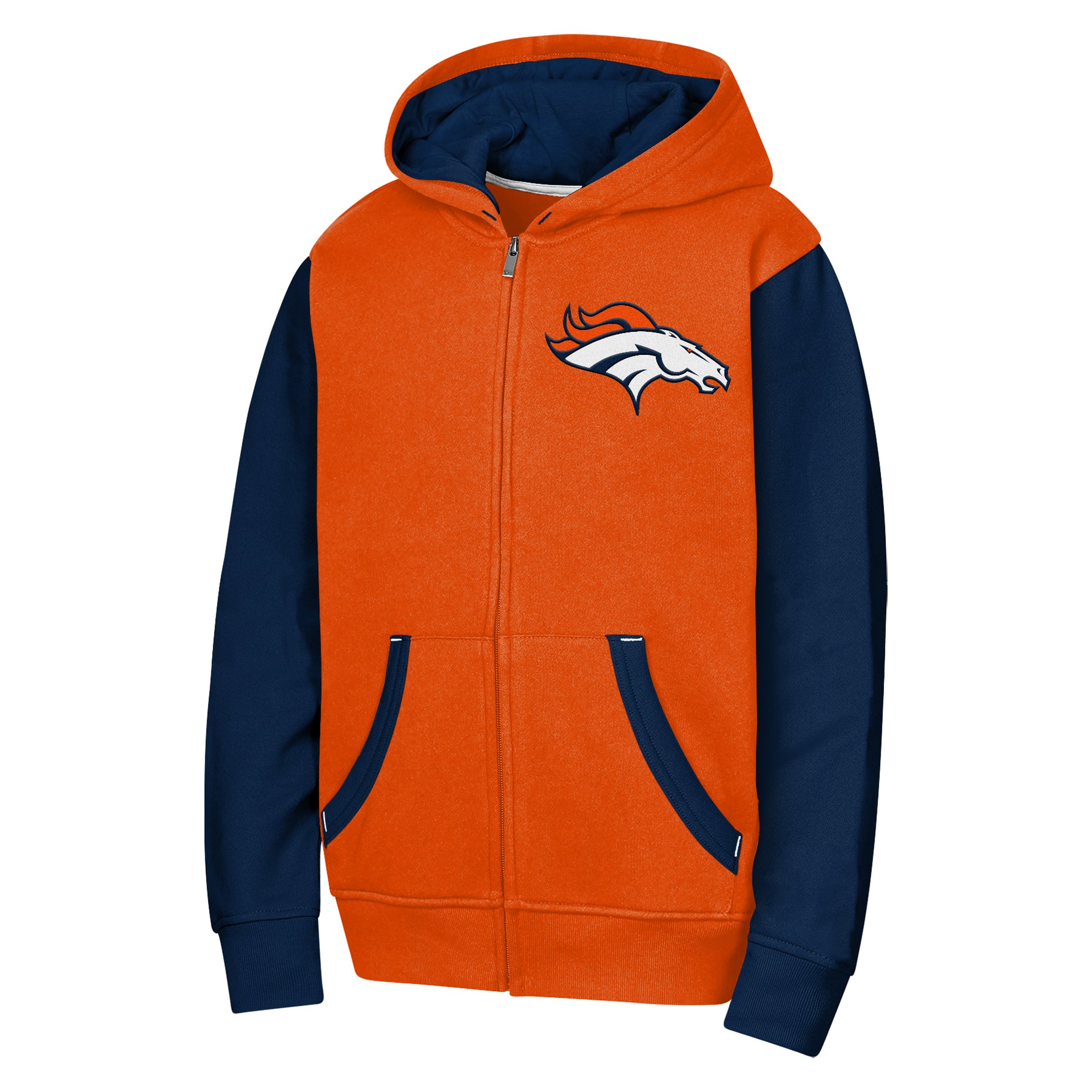 Sweat à capuche zippé orange Denver Broncos Stadium pour jeunes