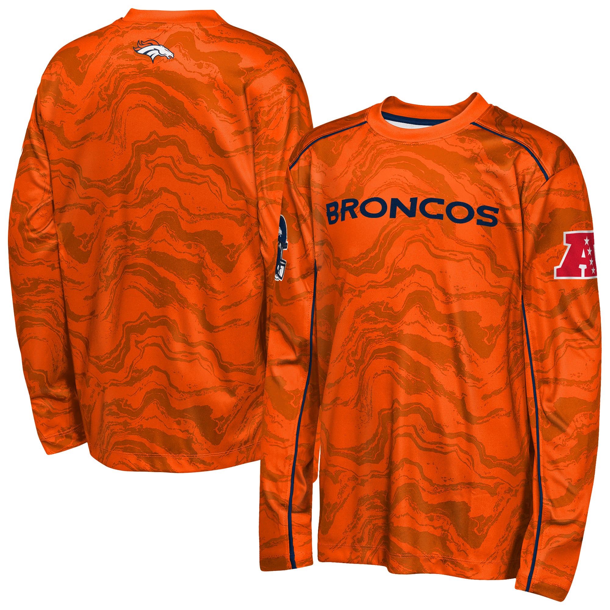 Youth Outerstuff Orange Denver Broncos Tailgate Performance Long Sleeve T-Shirt