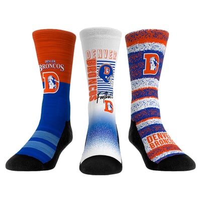  Denver Broncos Rock Em Youth Throwback Three-Pack Crew Sock Set - 