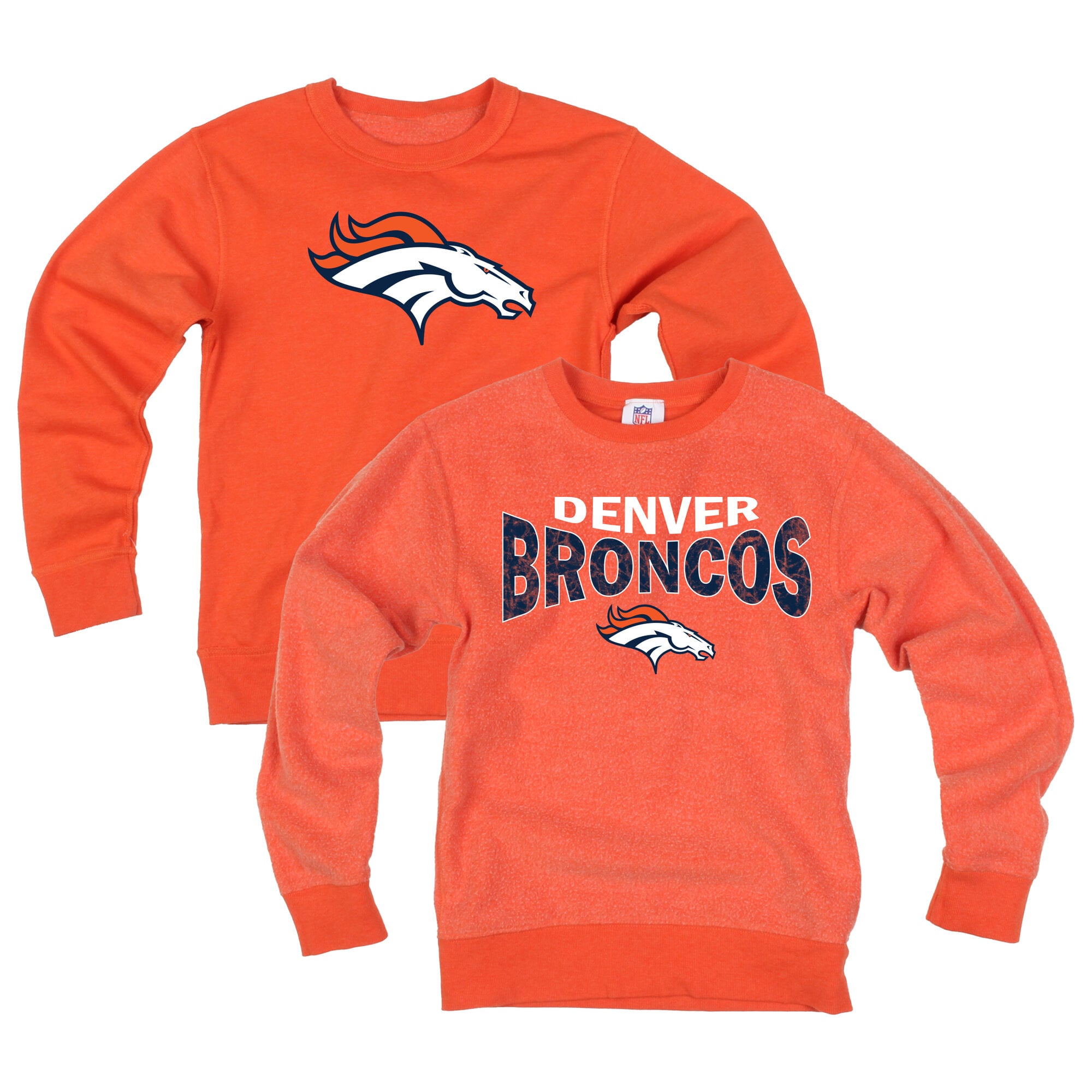 Youth Wes & Willy Orange Denver Broncos Reversible Fleece Sweatshirt