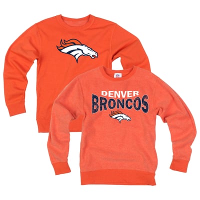  Denver Broncos Wes & Willy Youth Reversible Fleece Sweatshirt - Orange