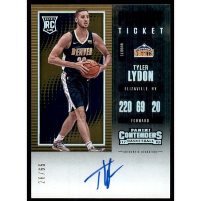 2017-18 Panini Contenders Playoff Ticket #124A Tyler Lydon AU/65
