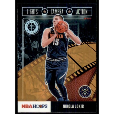2019-20 Hoops Premium Stock Lights Camera Action Orange #28 Nikola Jokic
