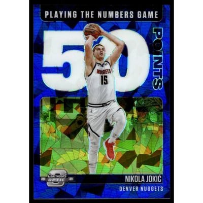2020-21 Panini Contenders Optic Playing the Numbers Game Blue Cracked Ice #7 Nikola Jokic