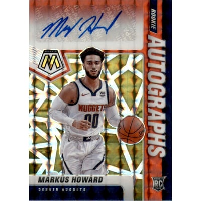 2020-21 Panini Mosaic Rookie Autographs Mosaic Choice Fusion Red and Yellow #3 Markus Howard