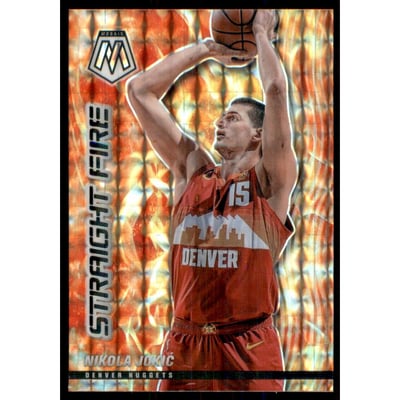 2020-21 Panini Mosaic Straight Fire #9 Nikola Jokic