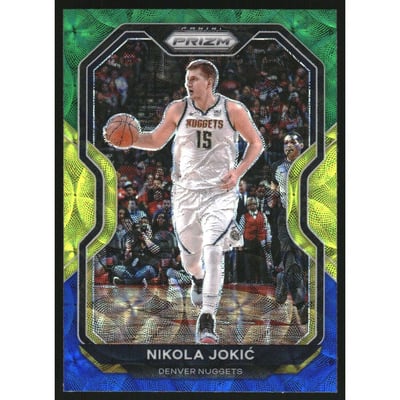 2020-21 Panini Prizm Prizms Choice Blue Yellow and Green #114 Nikola Jokic