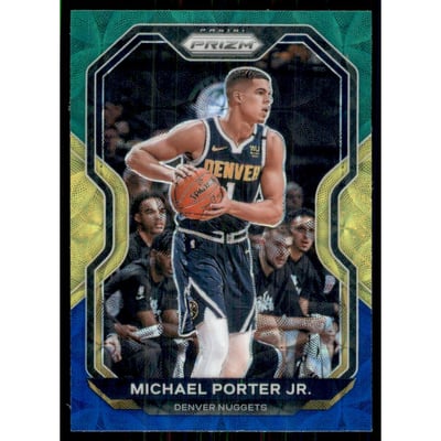 2020-21 Panini Prizm Prizms Choice Blue Yellow and Green #86 Michael Porter Jr.
