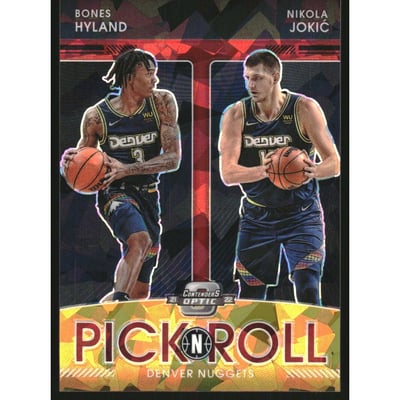 2021-22 Panini Contenders Optic Pick n Roll Red Cracked Ice #9 Bones Hyland/Nikola Jokic