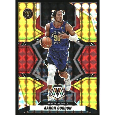2021-22 Panini Mosaic Mosaic Choice Fusion Red and Yellow #56 Aaron Gordon