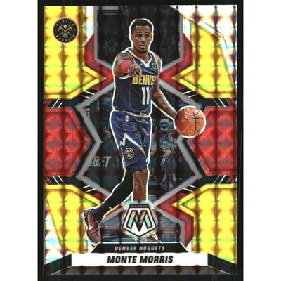 2021-22 Panini Mosaic Mosaic Choice Fusion Red and Yellow #77 Monte Morris