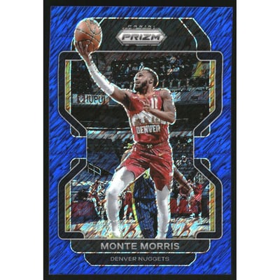 2021-22 Panini Prizm Prizms Blue Shimmer #16 Monte Morris