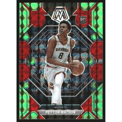 2022-23 Panini Mosaic Mosiac Choice Red and Green #221 Peyton Watson