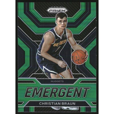 2022-23 Panini Prizm Emergent Prizms Green #21 Christian Braun