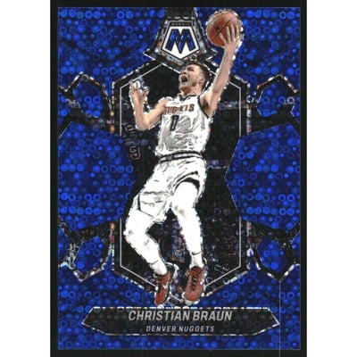 2023-24 Panini Mosaic Mosaic Fast Break Blue #168 Christian Braun