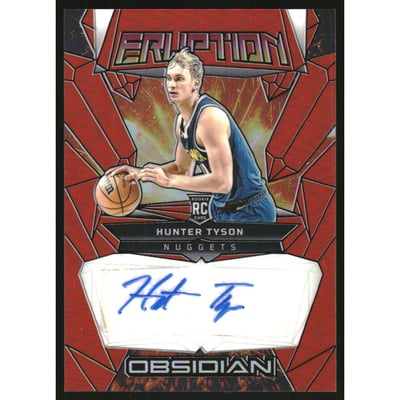 2023-24 Panini Obsidian Rookie Eruption Autographs Electric Etch Orange Flood #18 Hunter Tyson
