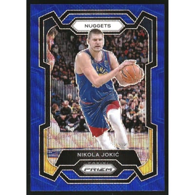 2023-24 Panini Prizm Prizms Blue Wave #17 Nikola Jokic
