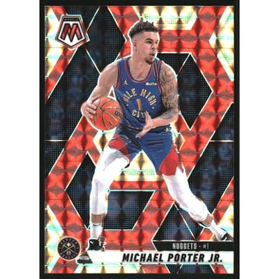 2024-25 Panini Mosaic Mosaic Choice Fusion Red and Yellow #128 Michael Porter Jr.