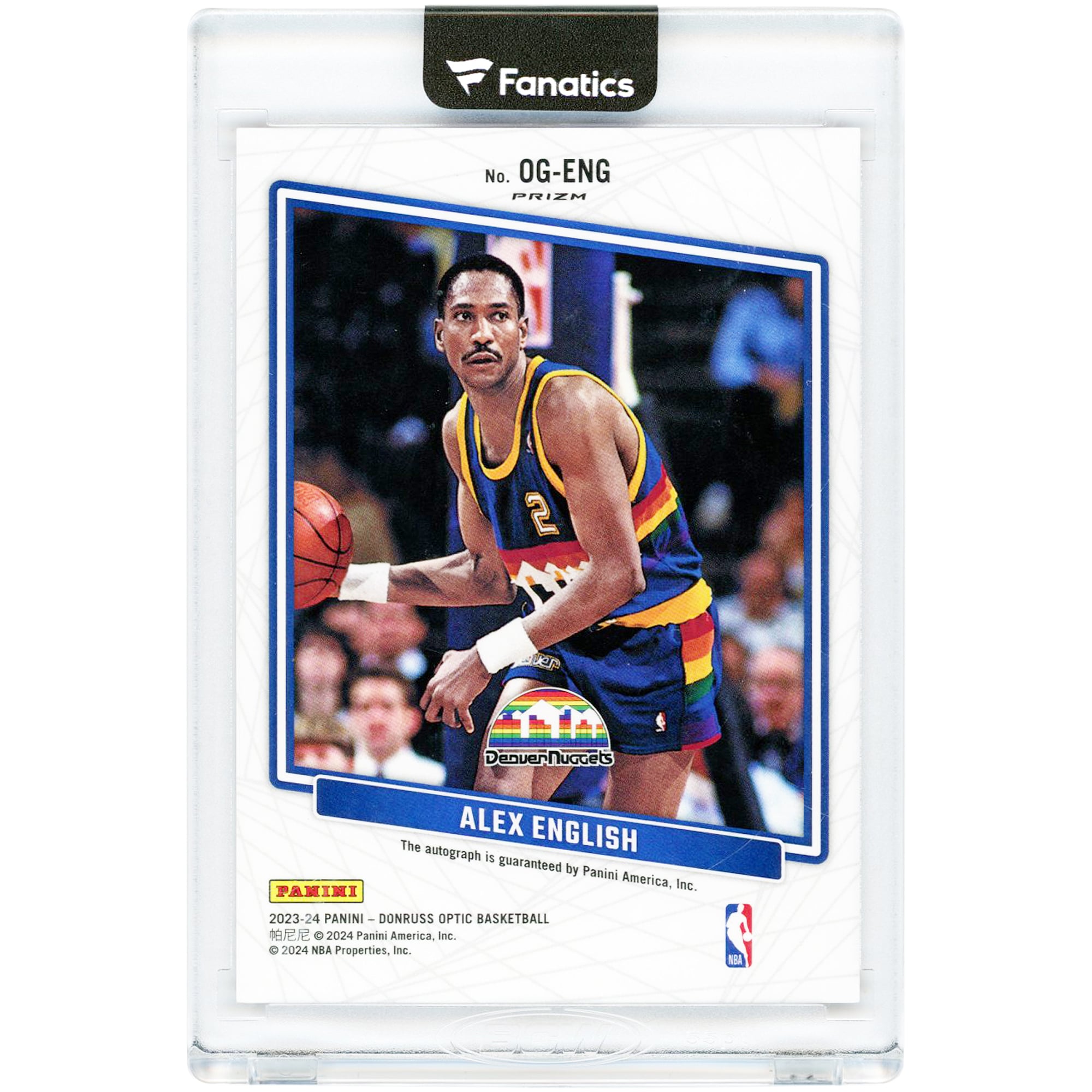 Carte autographiée d'Alex English (Denver Nuggets) 2023-24 Panini Donruss Optic Opti-Graphs Choice #OG-ENG