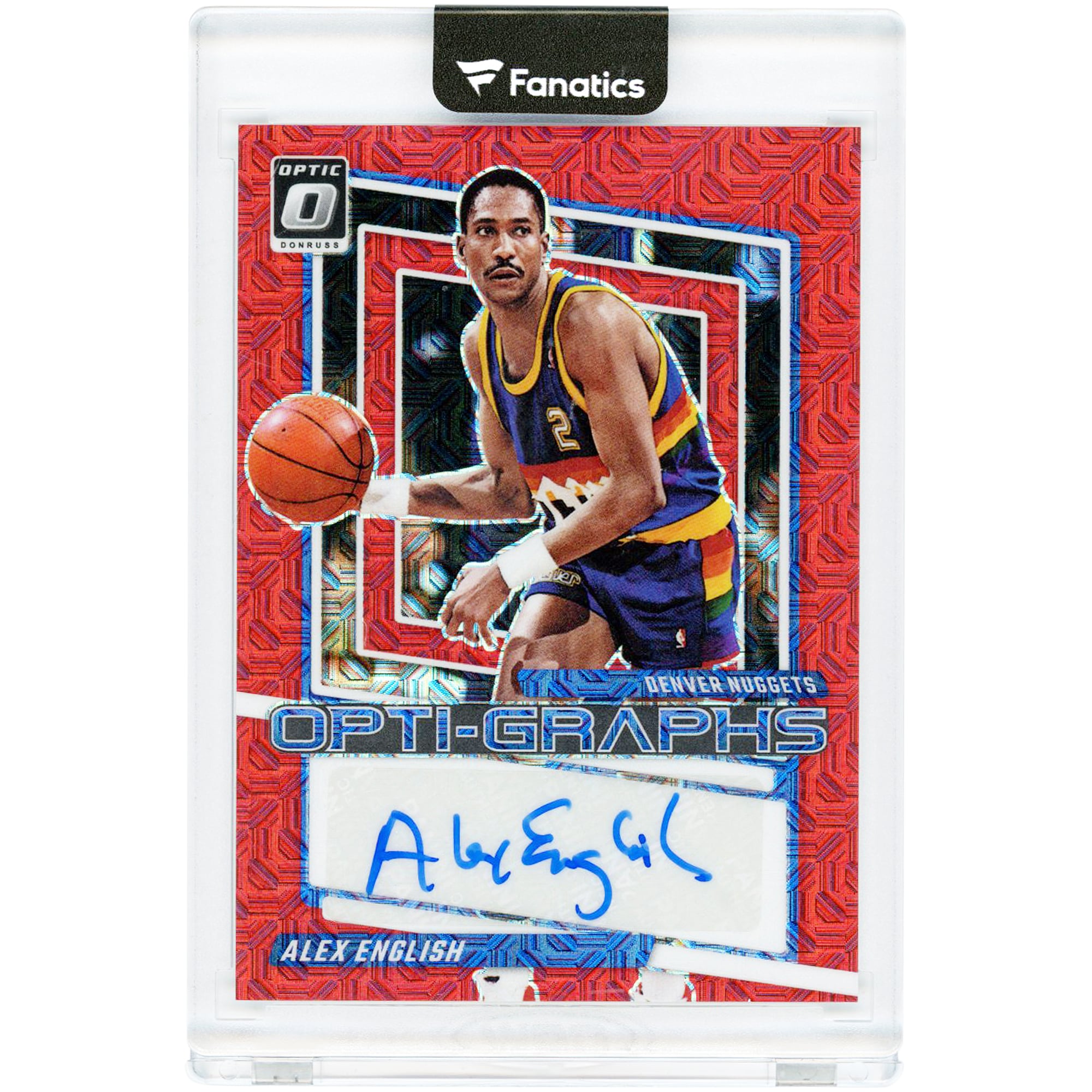 Carte autographiée d'Alex English (Denver Nuggets) 2023-24 Panini Donruss Optic Opti-Graphs Choice #OG-ENG