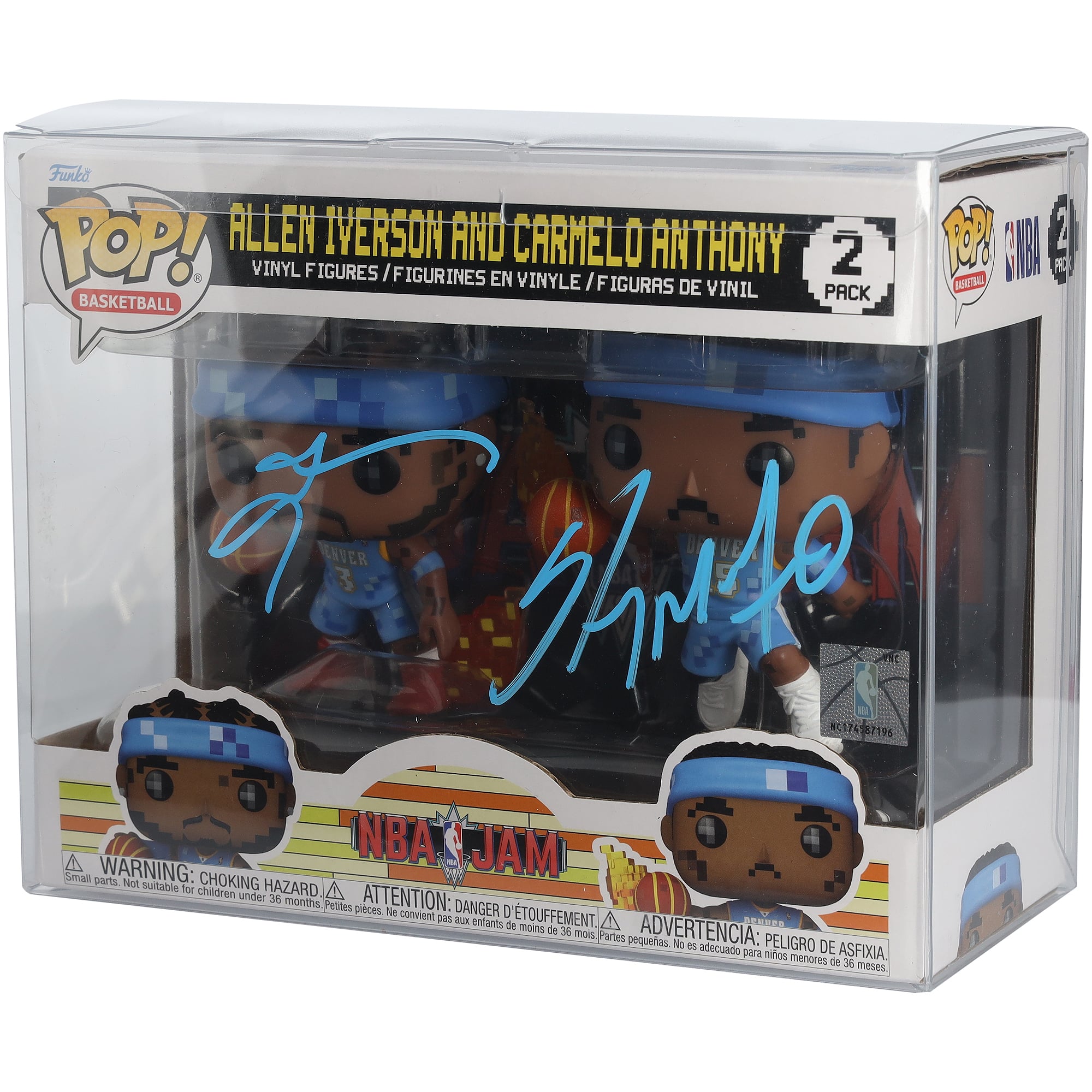 Figurine Funk POP! dédicacée par Allen Iverson et Carmelo Anthony des Denver Nuggets (lot de 2)