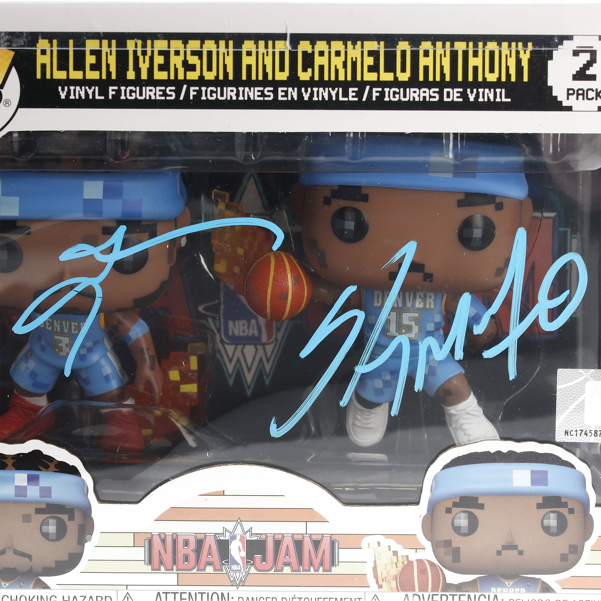 Figurine Funk POP! dédicacée par Allen Iverson et Carmelo Anthony des Denver Nuggets (lot de 2)