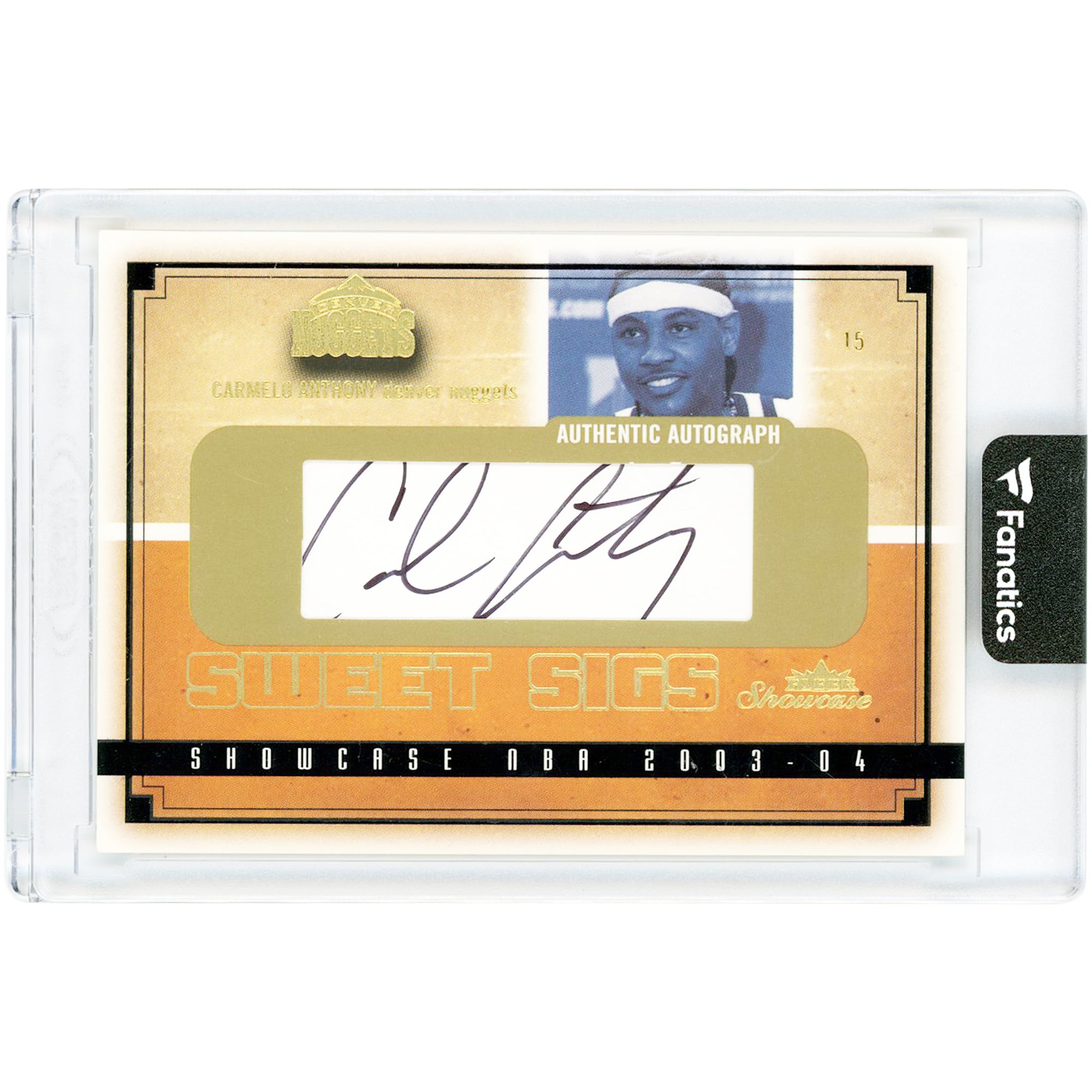 Carte de recrue autographiée de Carmelo Anthony (Denver Nuggets) 2003-04 Fleer Showcase Sweet Sigs #SG-CA #41/400