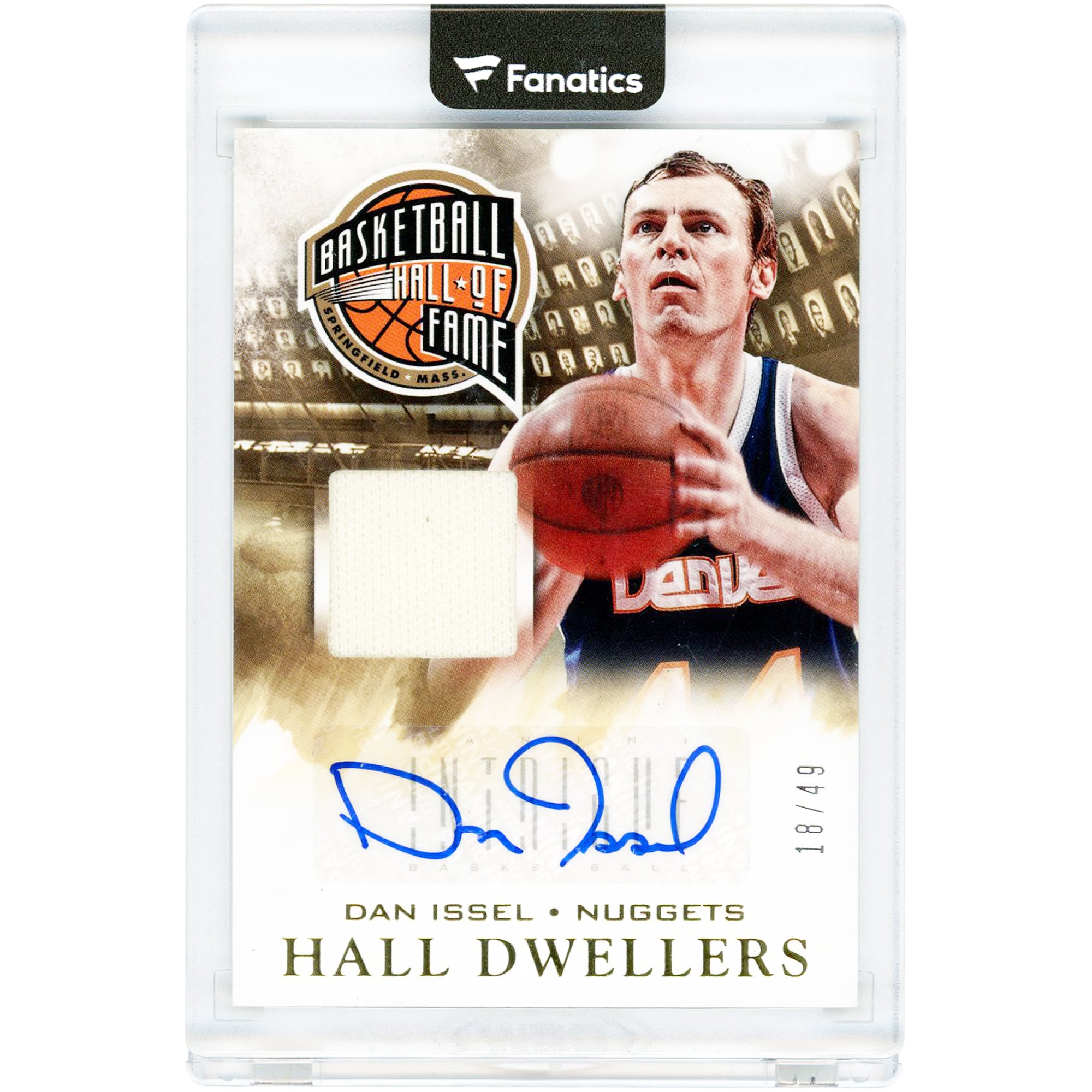 Carte Panini Intrigue Hall Dwellers 2013-14 autographiée par Dan Issel (Denver Nuggets), relique de maillot porté en match #HD-DI #18/49