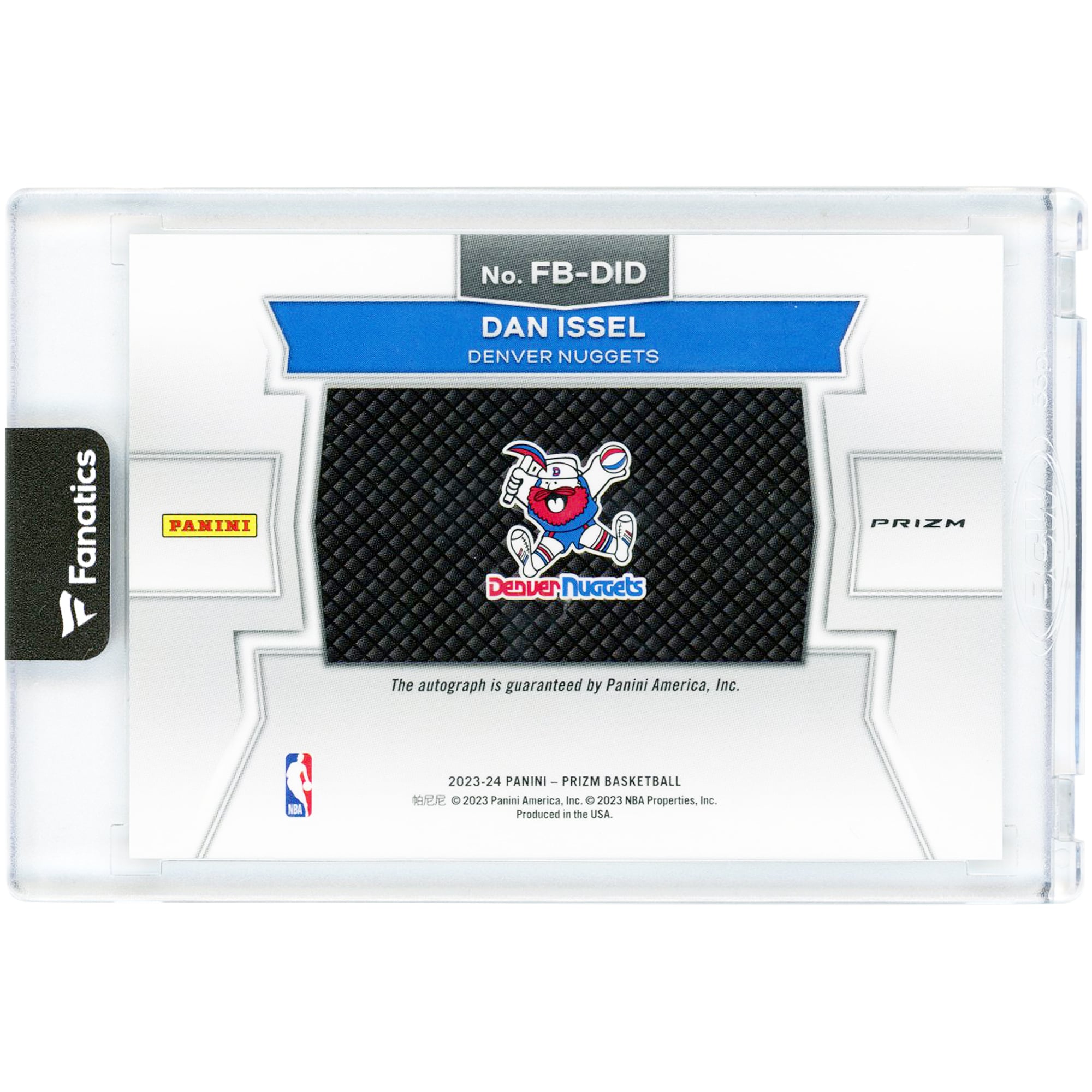 Carte Panini Prizm Fast Break 2023-24 autographiée par Dan Issel (Denver Nuggets) #FB-DID