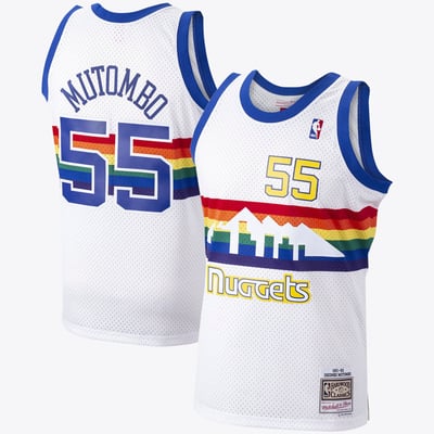 Dikembe Mutombo Denver Nuggets 1991 Mitchell & Ness White Hardwood Classics Home Swingman Jersey