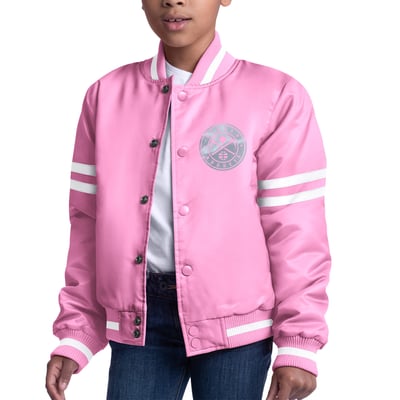  Denver Nuggets Starter Girls Youth Fashion Script Full-Snap Varsity Jacket - Pink