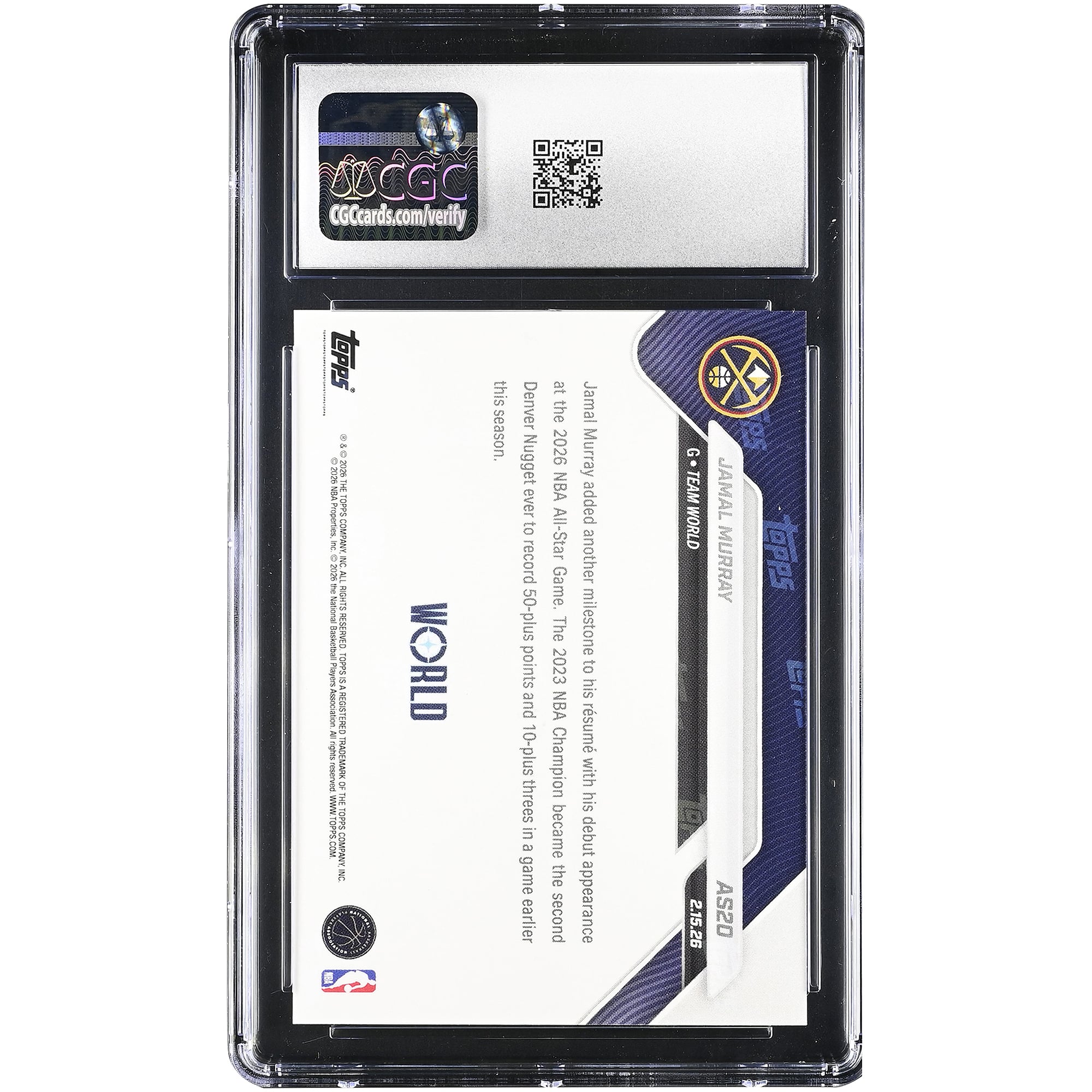 Jamal Murray Denver Nuggets 2025-26 Topps Now All-Star Game #AS20 CGC Authenticated Card