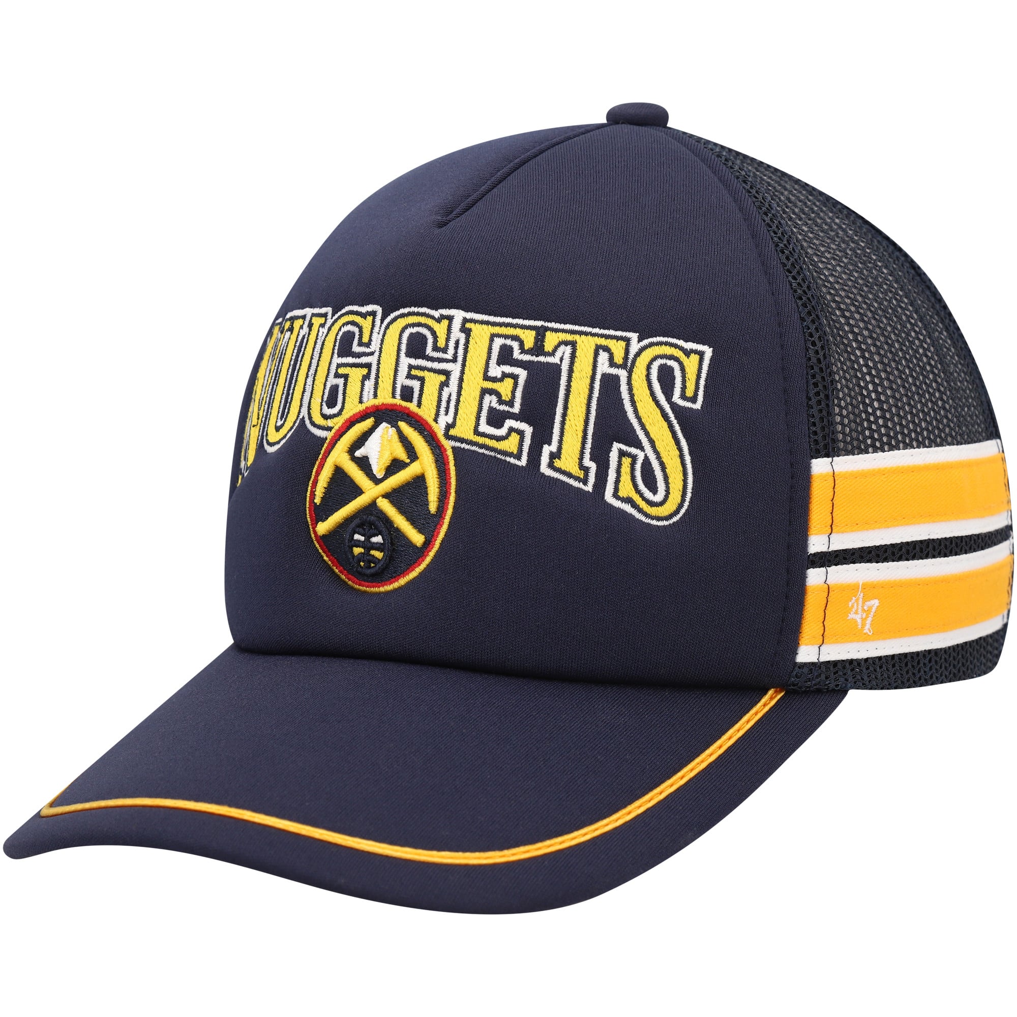 Men's Denver Nuggets '47 Navy Sidebrand Stripes Trucker Adjustable Hat