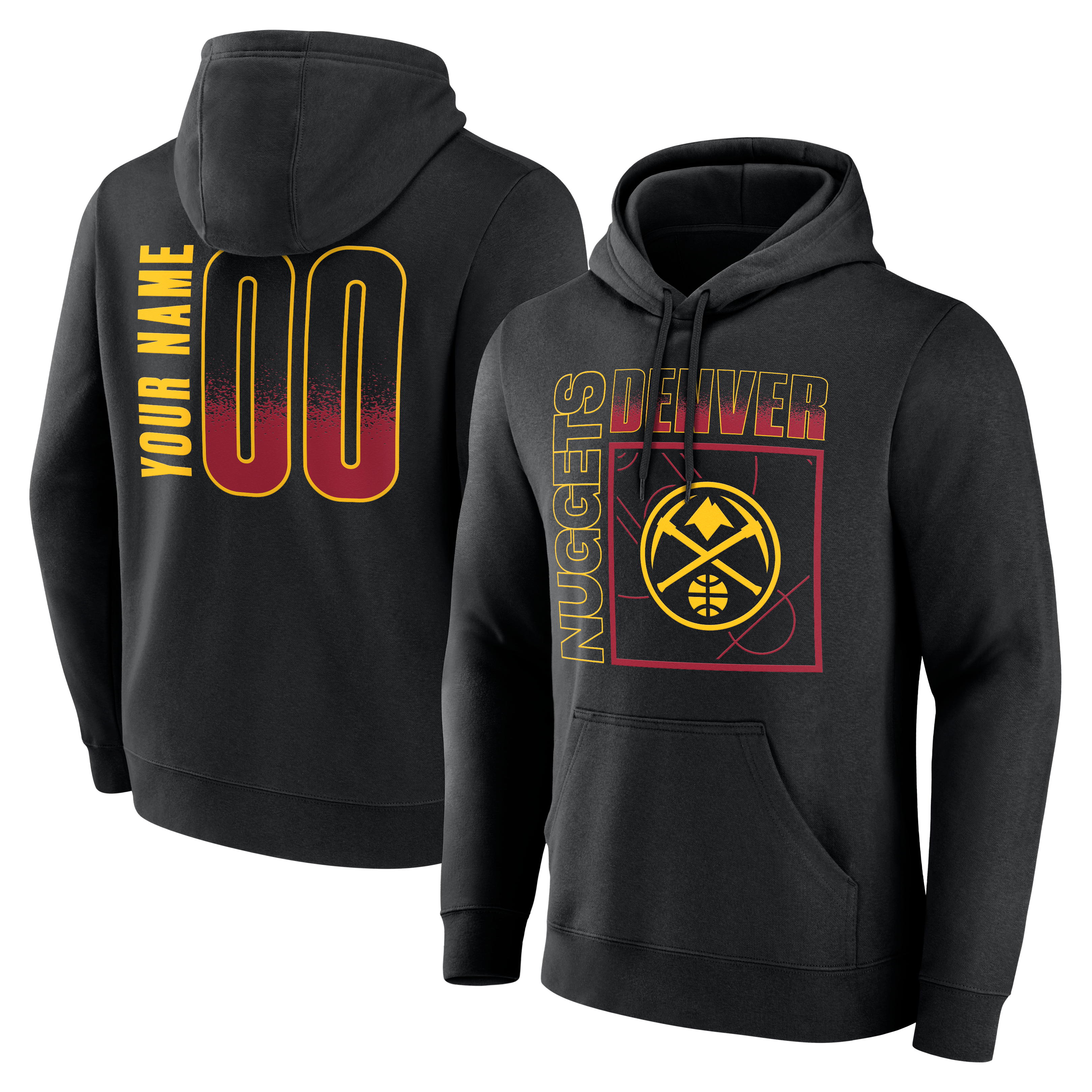 Sweat à capuche noir Denver Nuggets Home Court Pop pour homme, personnalisé avec nom et numéro