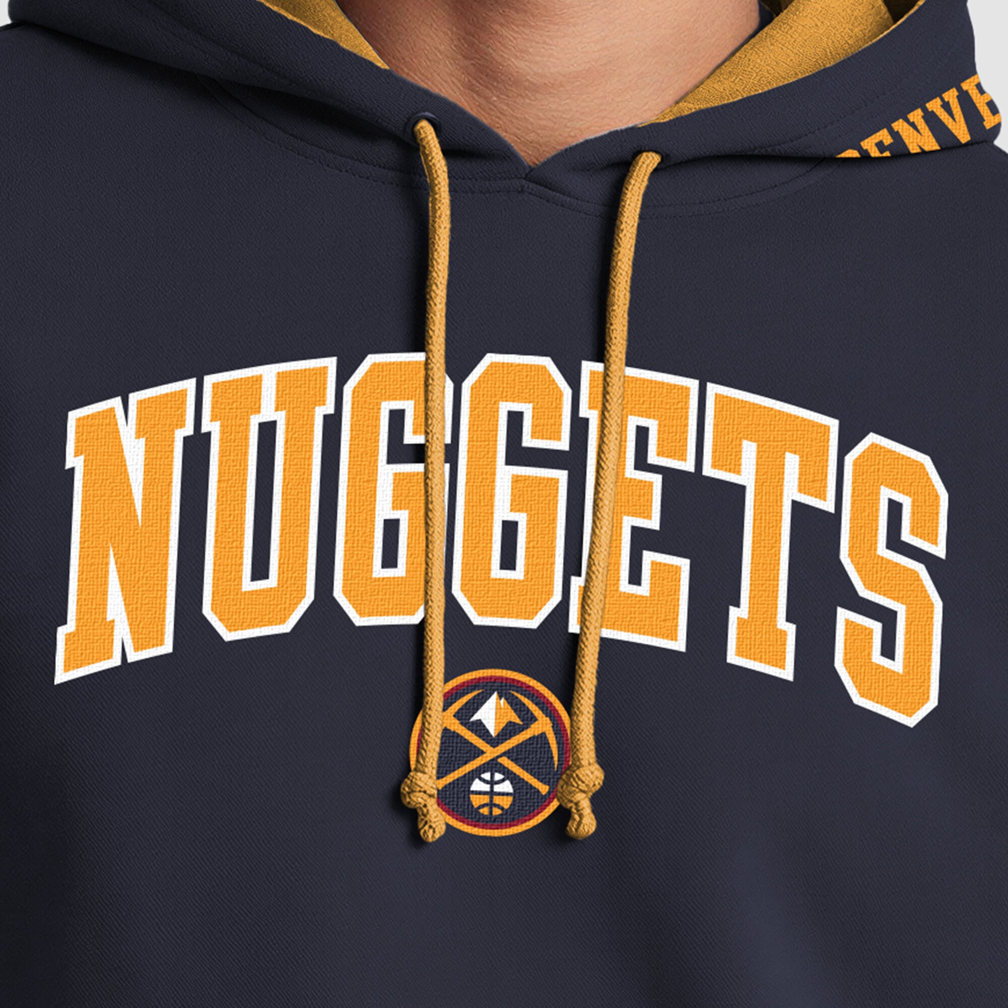 Sweat à capuche Champion pour homme, bleu marine, Denver Nuggets, doublure contrastée