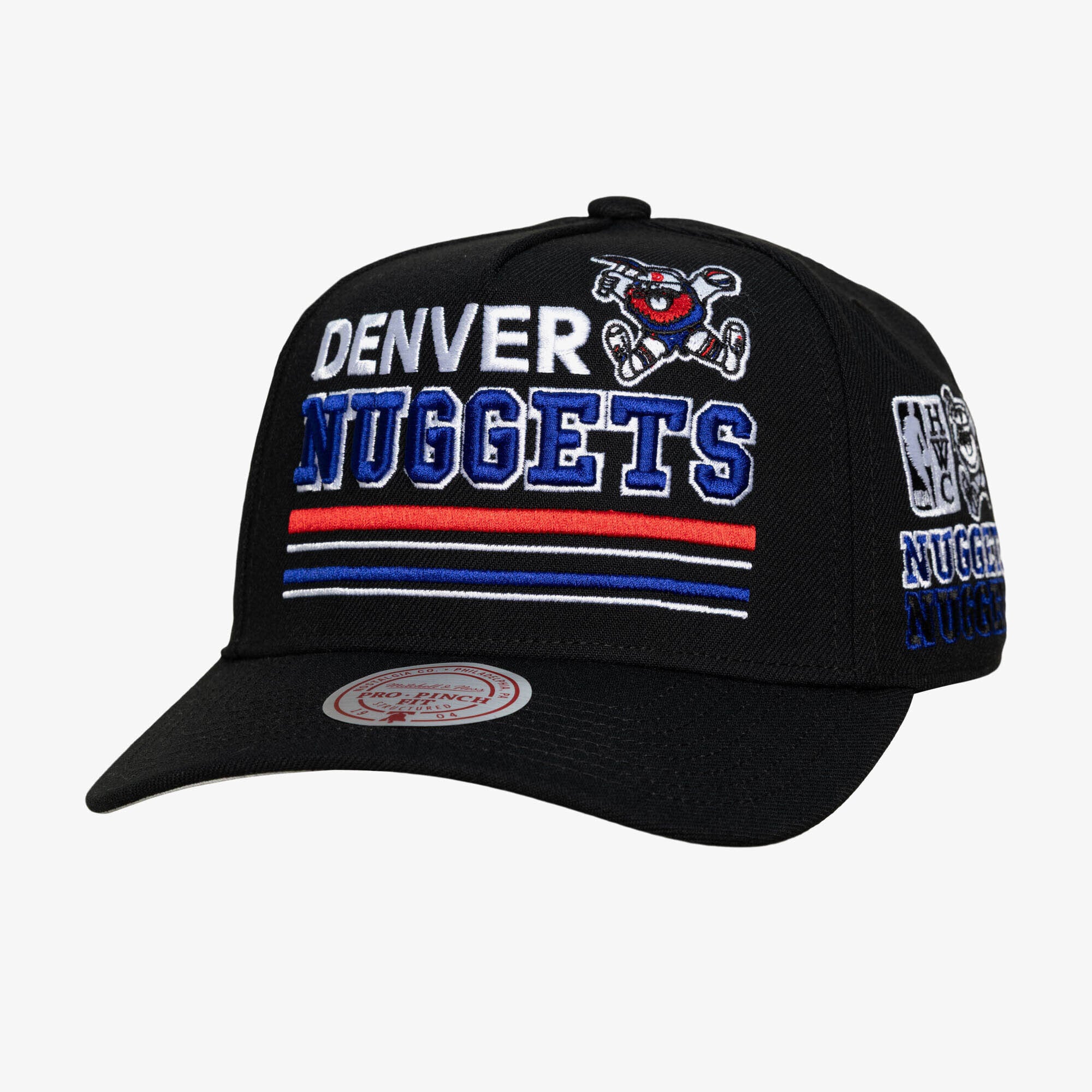 Men's Mitchell & Ness  Black Denver Nuggets Hardwood Classics Triple Check Pro Snapback Hat