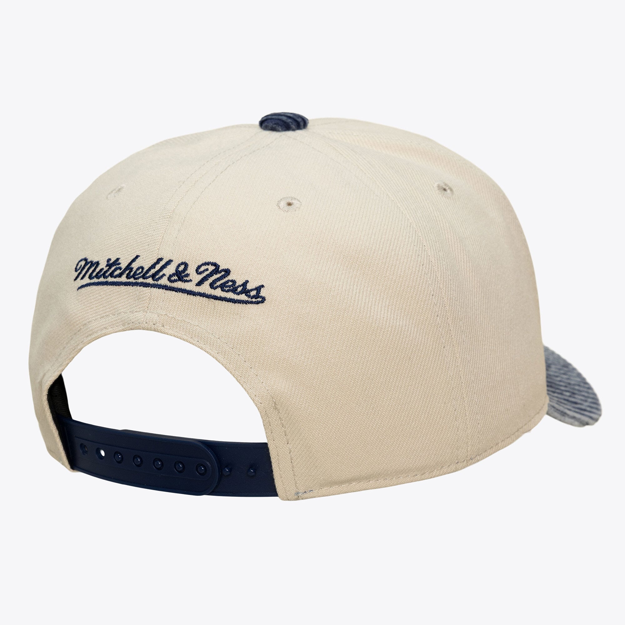 Men's Mitchell & Ness Cream/Blue Denver Nuggets Washed Corduroy Pro Crown Snapback Hat