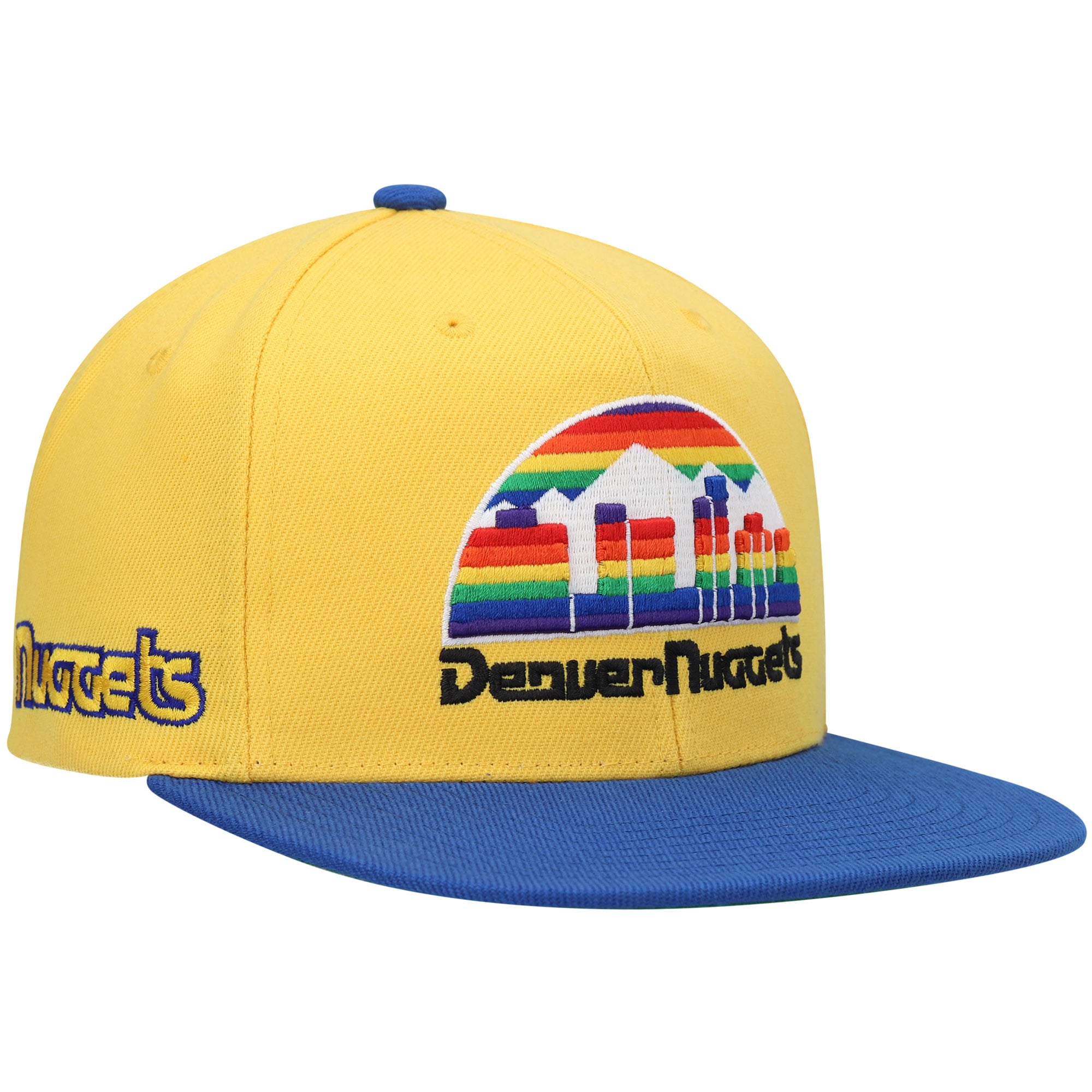 Men's Denver Nuggets Mitchell & Ness Gold/Royal Hardwood Classics Snapback Hat