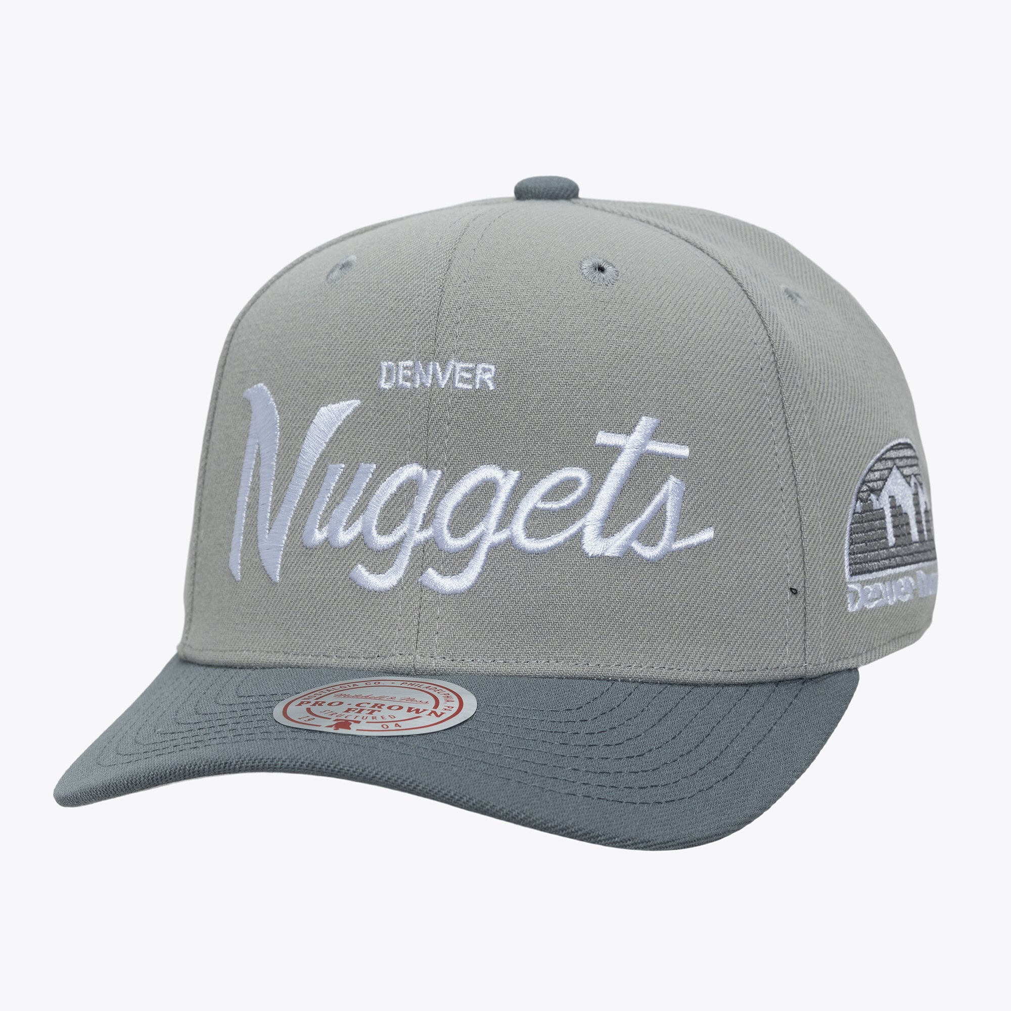 Men's Denver Nuggets Mitchell & Ness Gray Thunderstorm Head Coach Pro Crown Snapback Hat