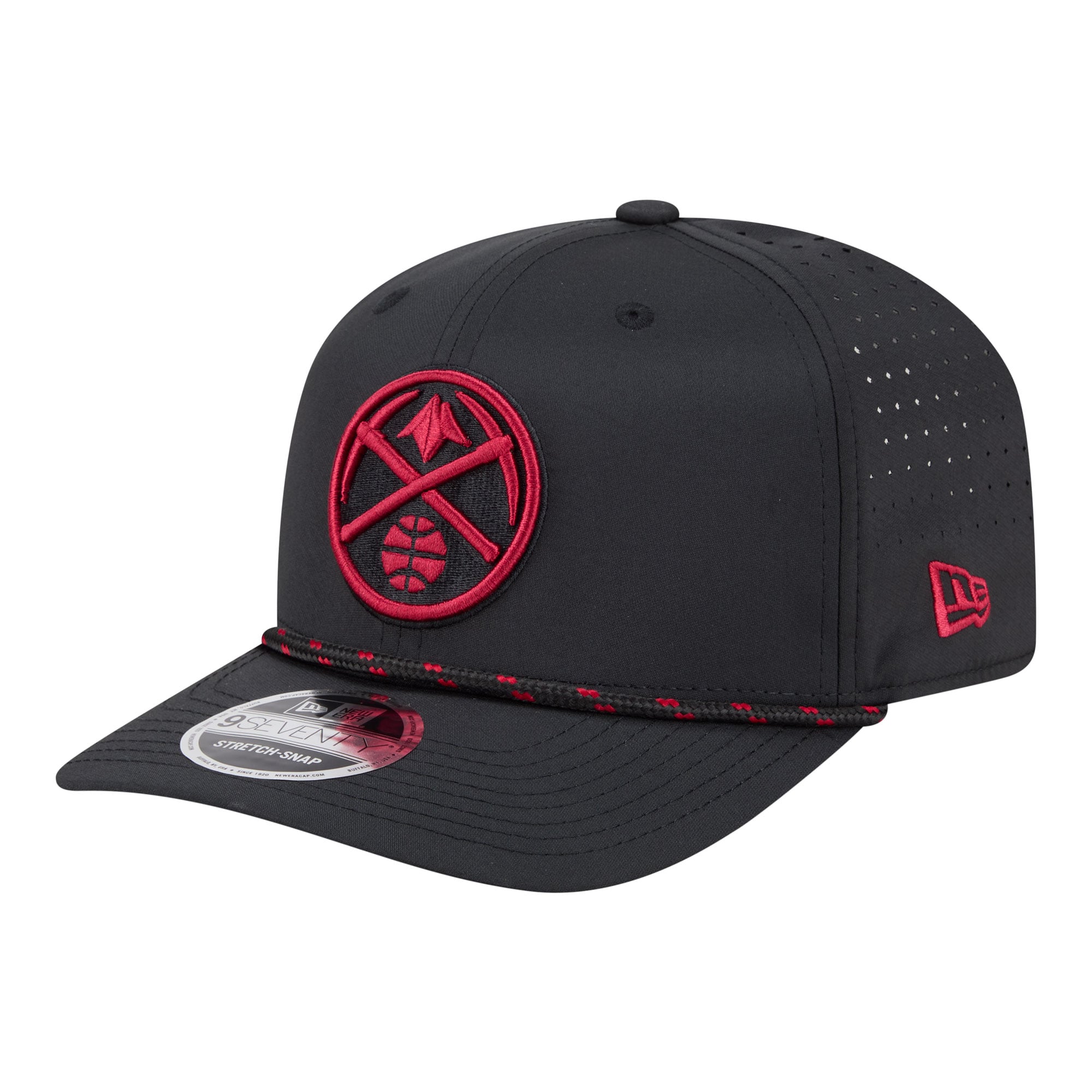 Men's Denver Nuggets New Era Black Sport Rope Vented Stretch-Snap 9SEVENTY Hat