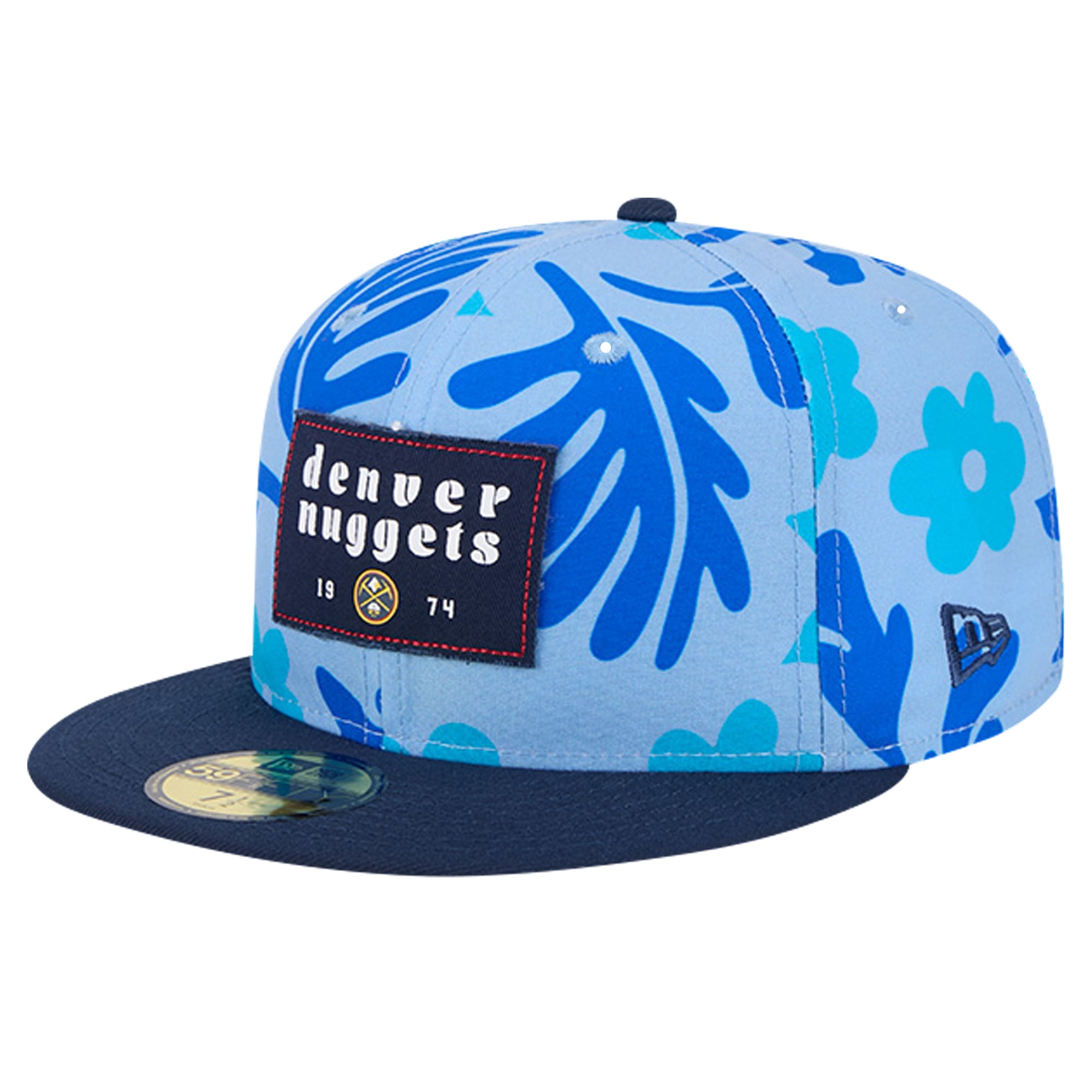 Men's Denver Nuggets New Era Blue Palm Fronds 2-Tone 59FIFTY Fitted Hat