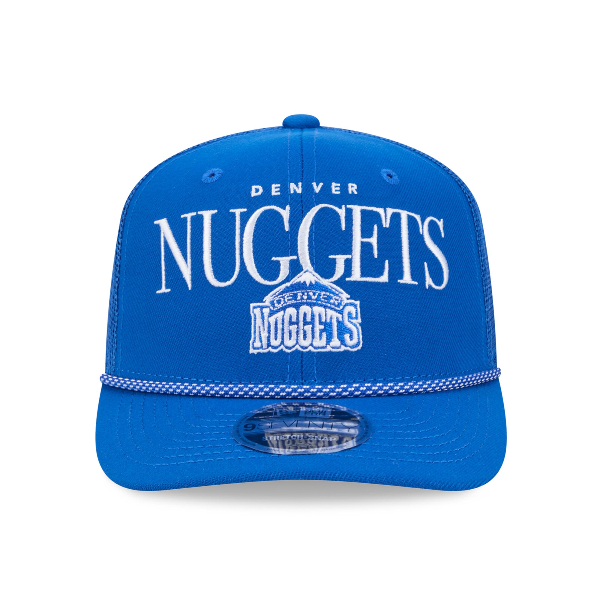 Casquette trucker ajustable New Era Denver Nuggets bleue pour homme, modèle 9SEVENTY.