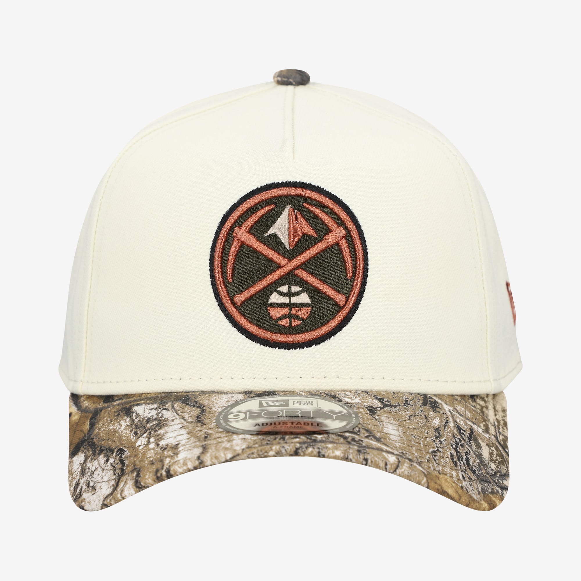 Men's New Era Cream Denver Nuggets Realtree Chrome Two-Tone 9FORTY A-Frame Adjustable Hat